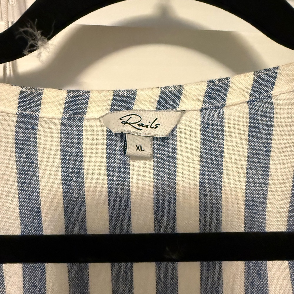Rails Vertical Blue and White Striped Shirt